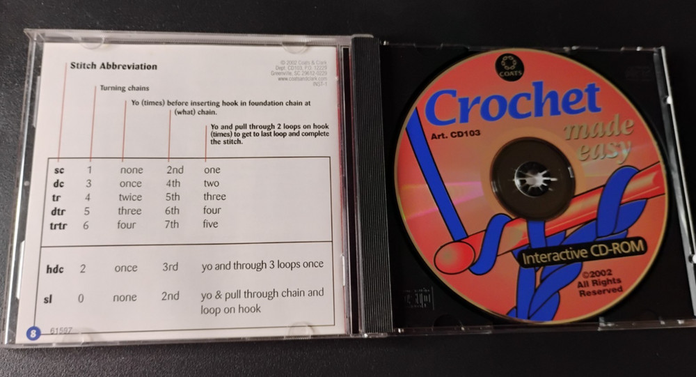 2002 Knitting & Crochet Made Easy Interactive PC CD-ROM Coats & Clark