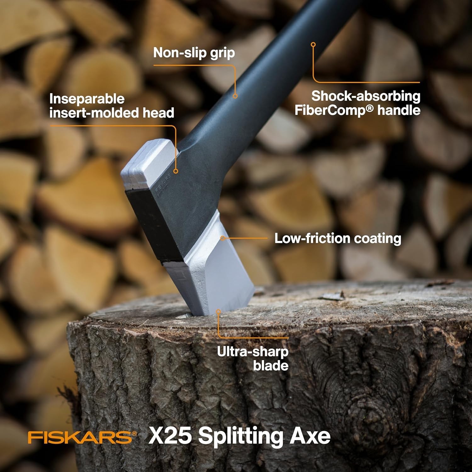Fiskars X25 Splitting Axe, Designed for Splitting Firewood and Camping
