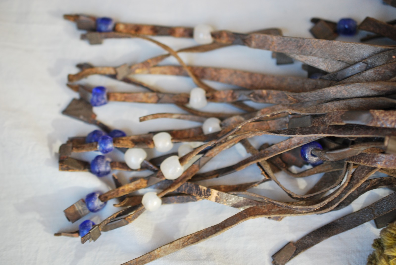 Antique Native Amer Leather Fringed Beads Shells Medicine Charm Bag & Contents