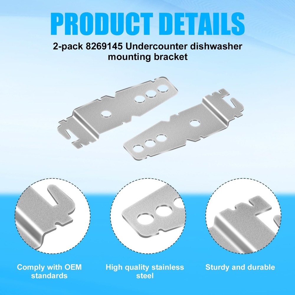 2pcs Dishwasher Mounting Brackets, Under Counter Mounting Clips Universal