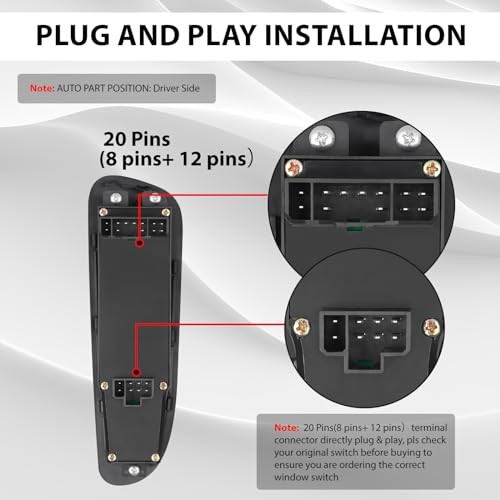 56049805AB Driver Side Power Window Switch and Black Panel Bezel Compatible