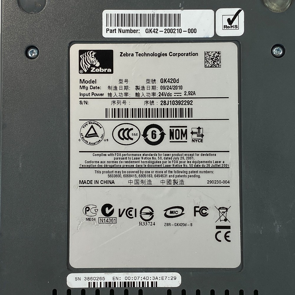 TESTED Zebra GK420d Direct Thermal Barcode Label Printer USB Ethernet BUNDLE