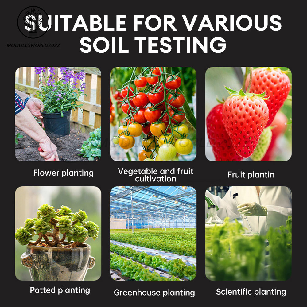 6-in-1 PH Tester Sunlight Soil Moisture Meter Detector Temperature Humidity Test