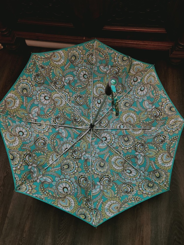 Vera Bradley Peacock Pattern Compact Umbrella Retired RARE EUC