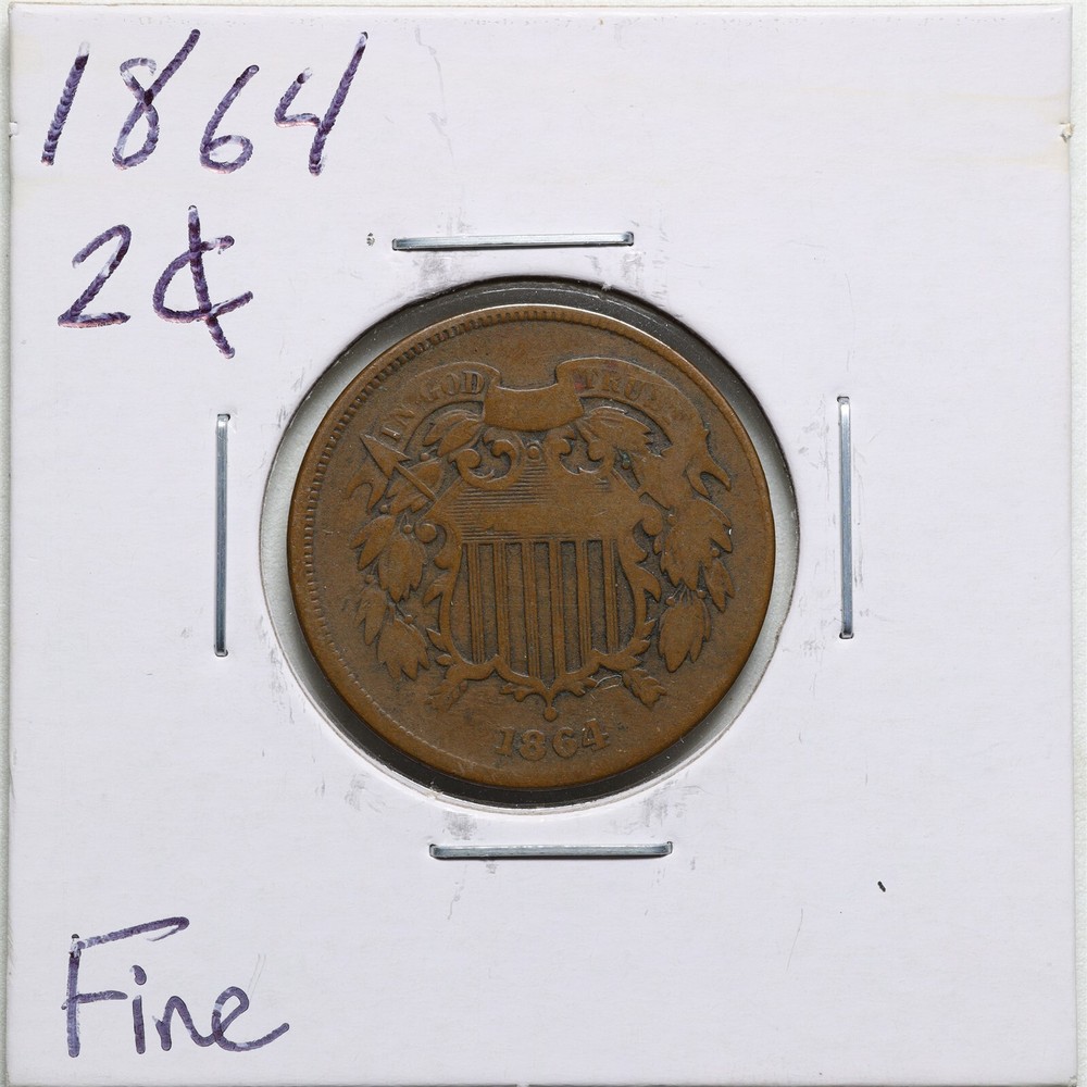 1864 2C Two Cent Piece in Fine Condition #2528