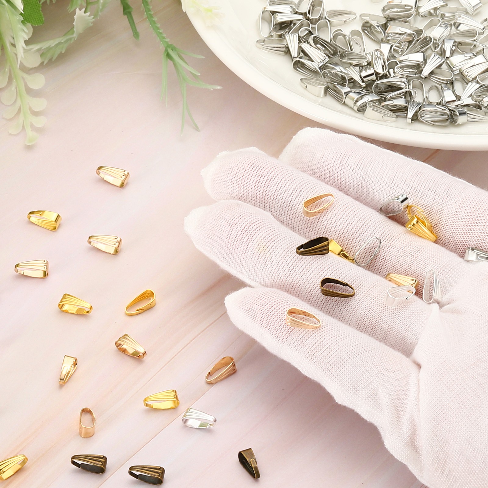 100Pcs 8.5x3.5mm Snap Bail Hook Pinch Pendant Clasp Connectors Gold