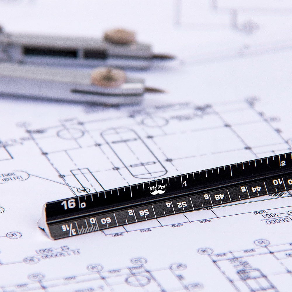 - 6 Inch, 2 Pack, Pocket Size Ruler, Small Architectural Scale