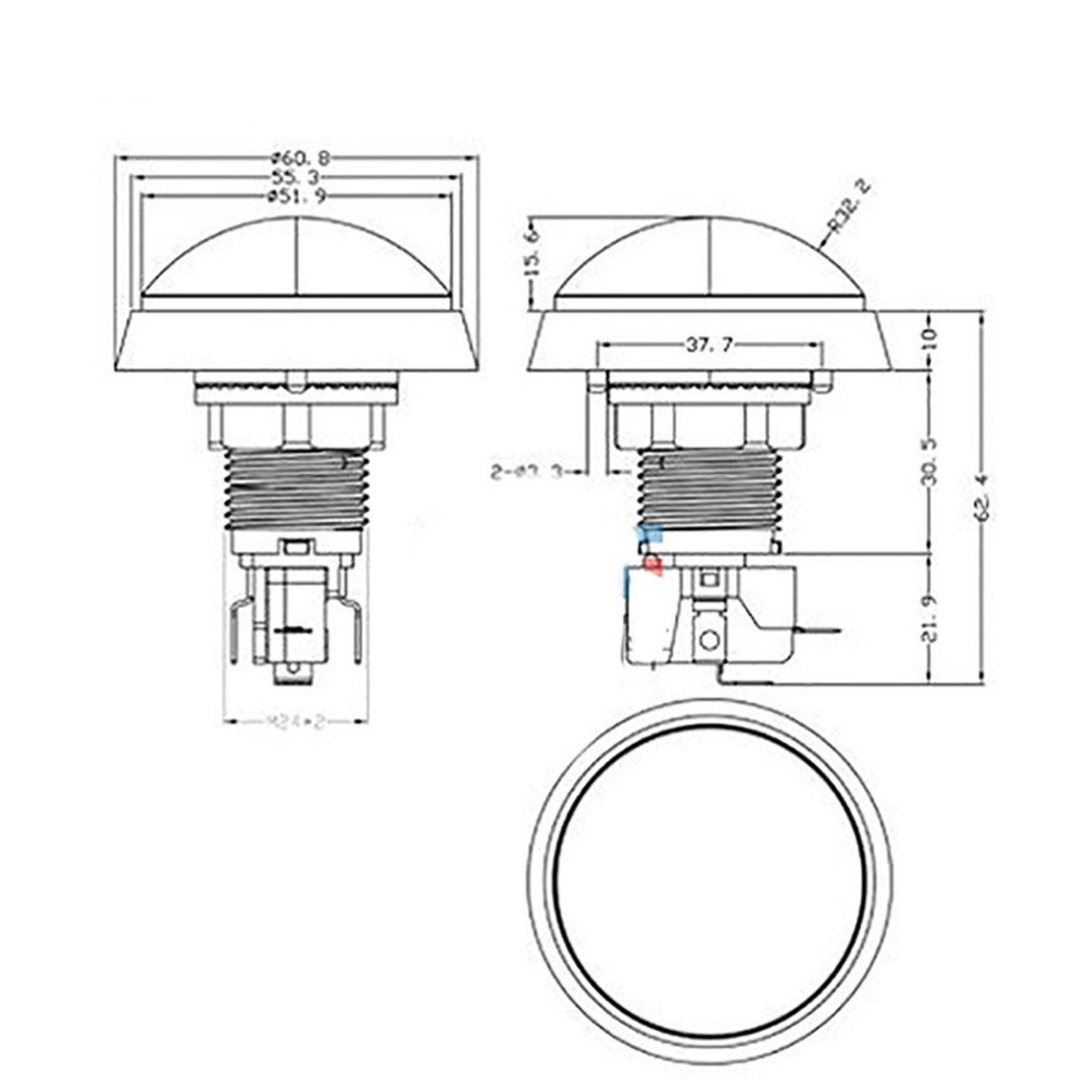 60mm White Arcade Round Push Button Illumilated 12V LED Light w/ Microswitch gg
