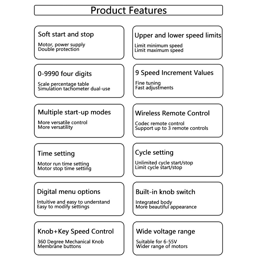 DC6-55V 30A Brush Motor Speed Controller LCD Digital Wireless Remote Control DIY