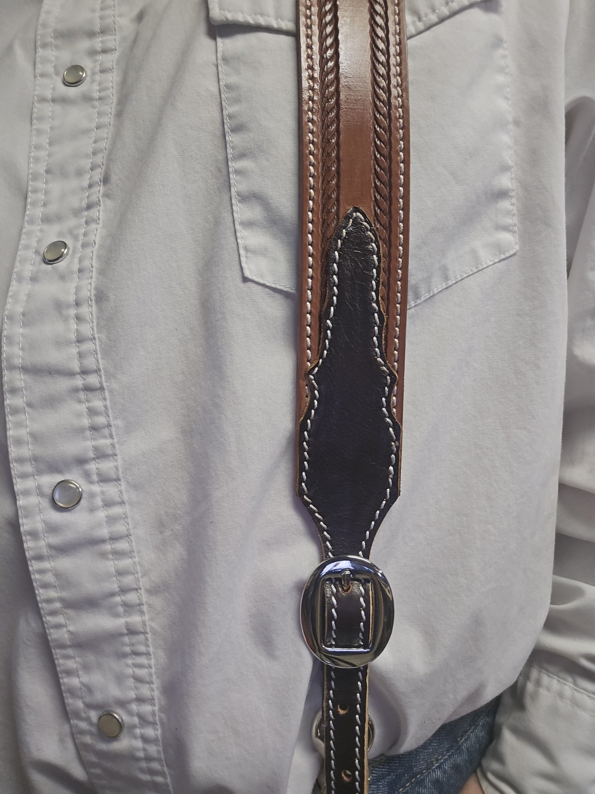 Handmade Leather Cowboy Suspenders Western Style, Made in USA