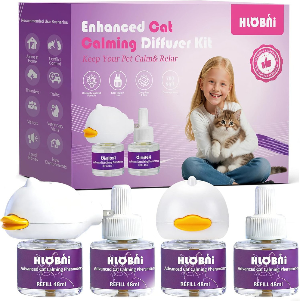 Cat Calming Diffuser – Dual Diffuser Kit with 2 X 30-Day Refills, Premium Cat Ph