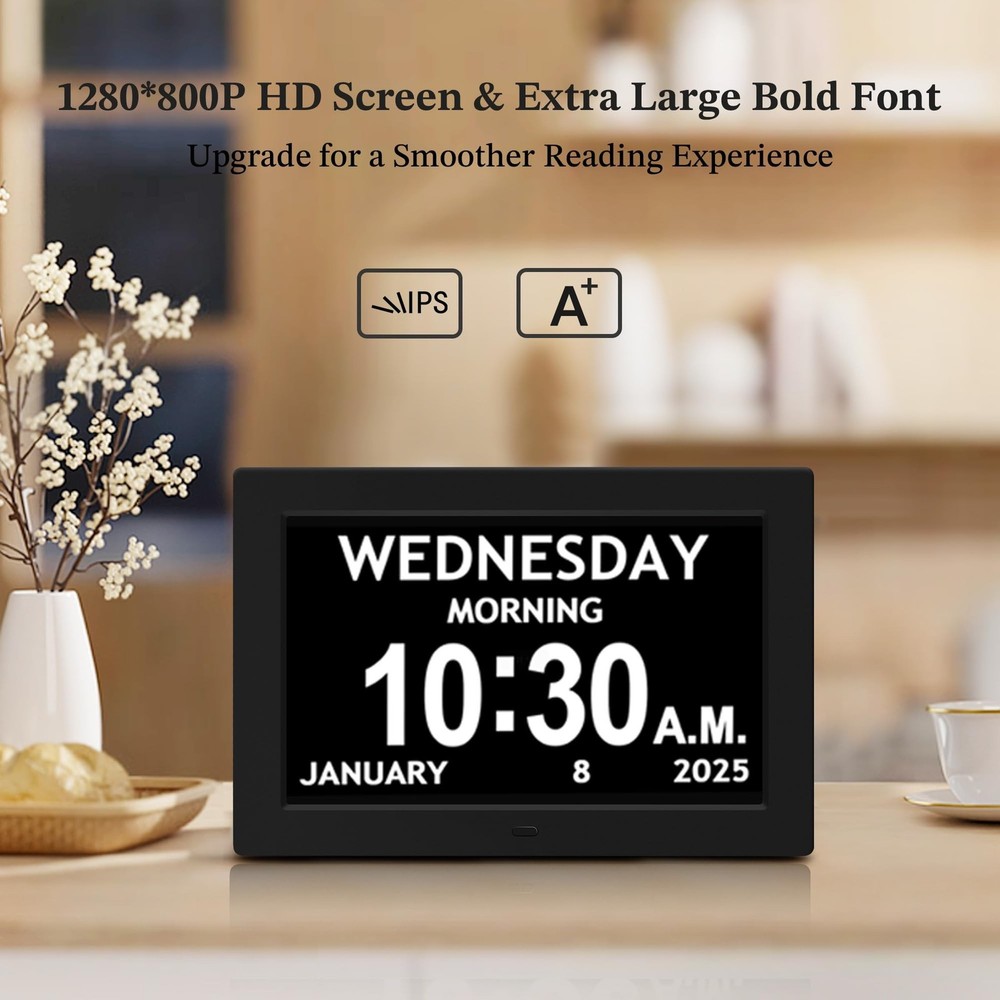 10.1'' Digital Clock, 1280*800p HD Extra Large Display, Digital Clock With Da...