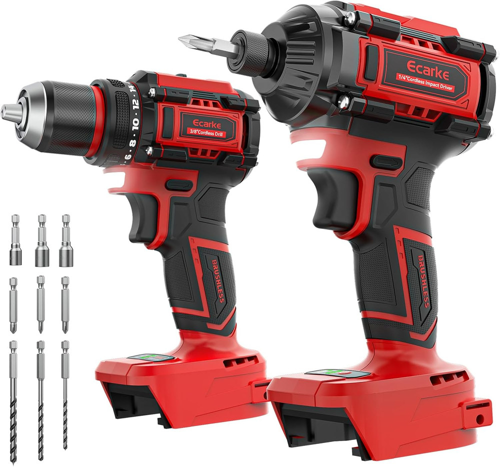 Cordless Drill Driver Impact Driver Compatible with Milwaukee 18V Battery (Bare