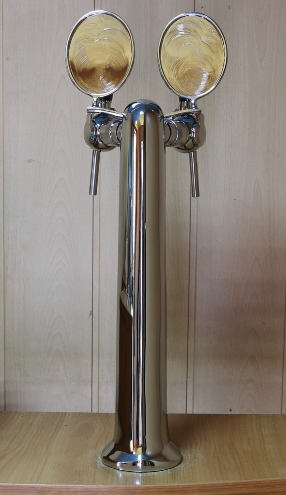 Draft Beer Tower 2 Faucets Beer Pump Chrome Belgian