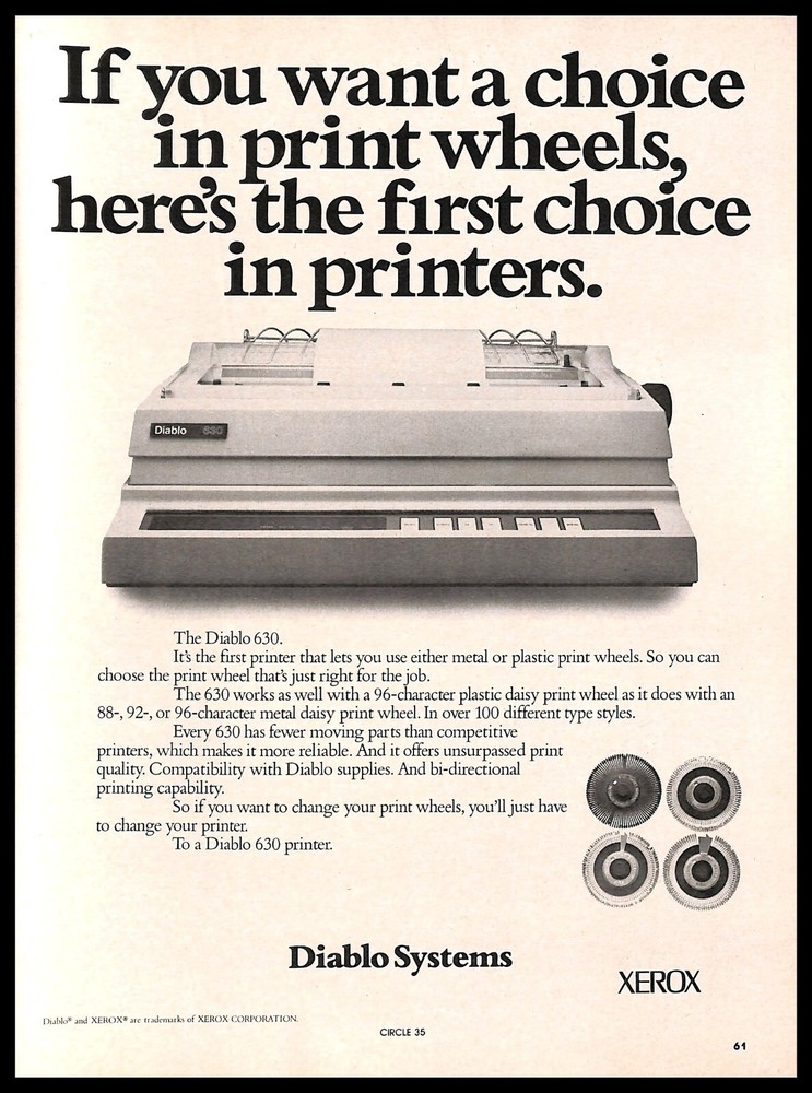 1982 Diablo 630 Printer PRINT AD Retro Computers PC Graphics