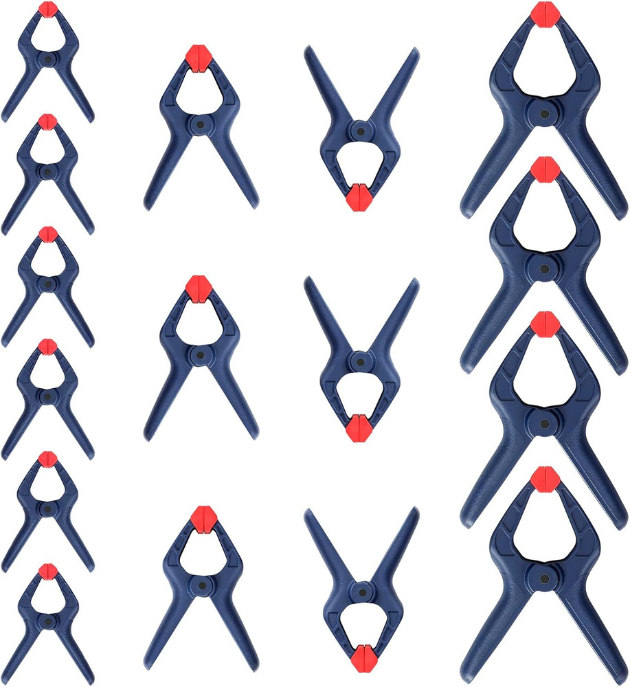 Spring Clamp Set, 16-Piece Nylon Spring Clamp Set, Including 4Pc 6-1/2", 6Pc 4-1