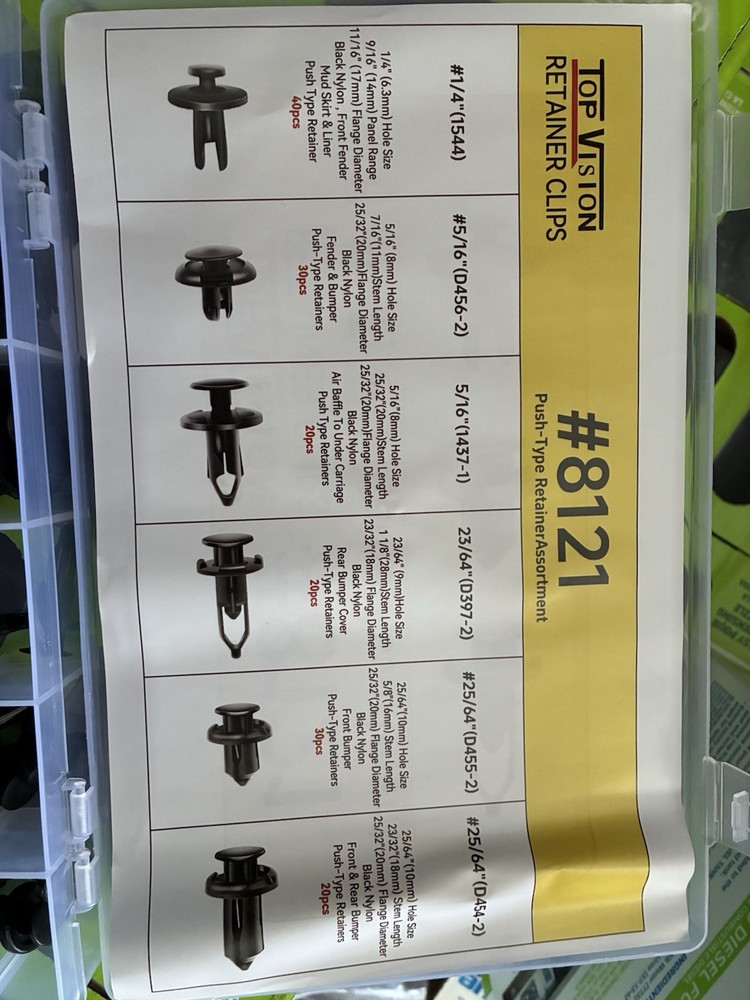 Top Vision 8121 Black Nylon Push-Type Retainer Assortment