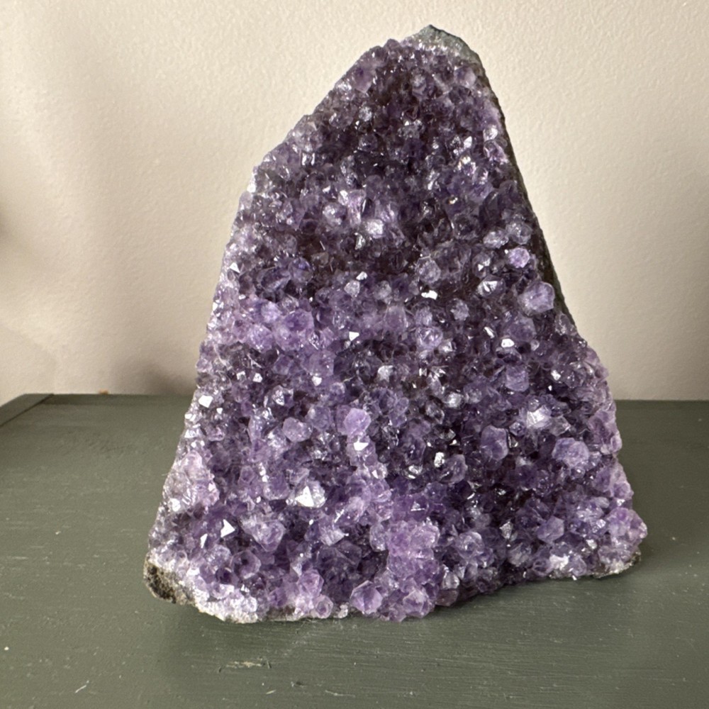 Amethyst crystal cut base 4" high x 3.25" wide
