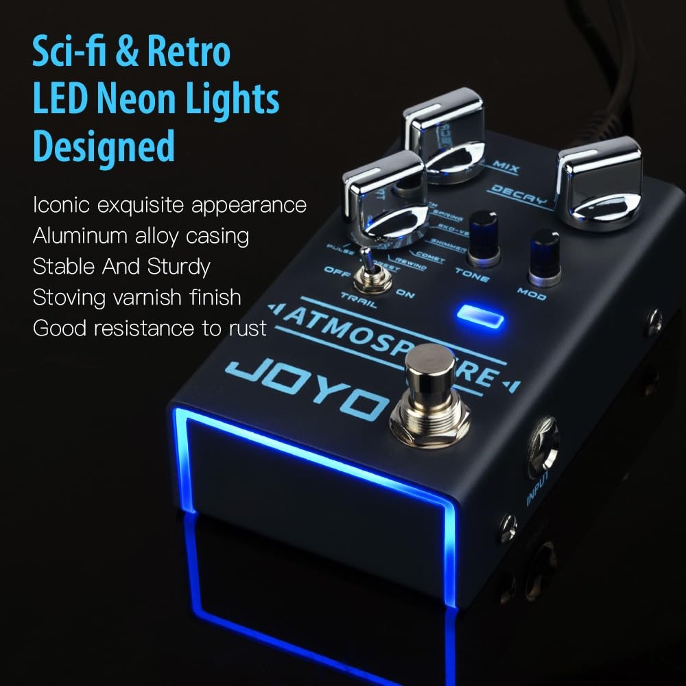 JOYO Reverb Pedal 9 Digital Types with Modulation and Trail Blue Gray