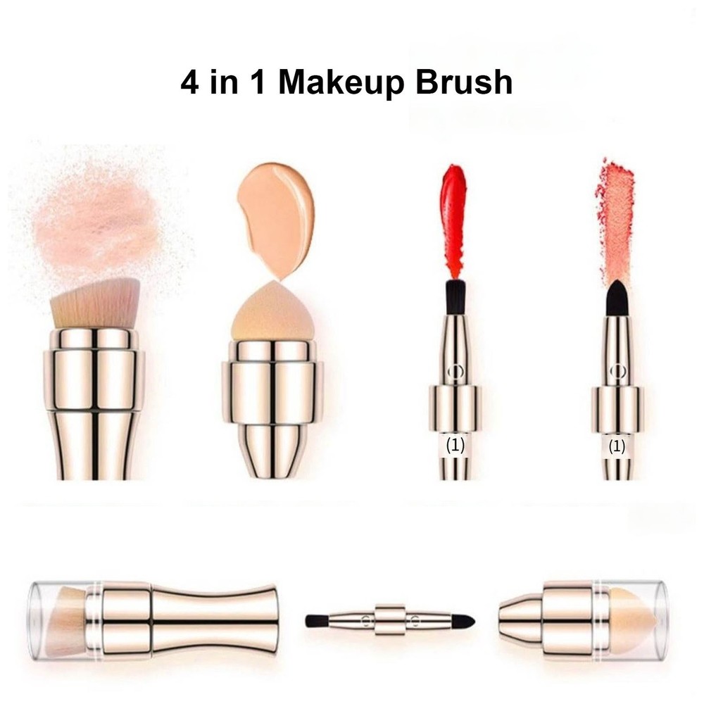 4 In 1 Makeup Brush Set Dual Ended Multifunctional Easy Application For