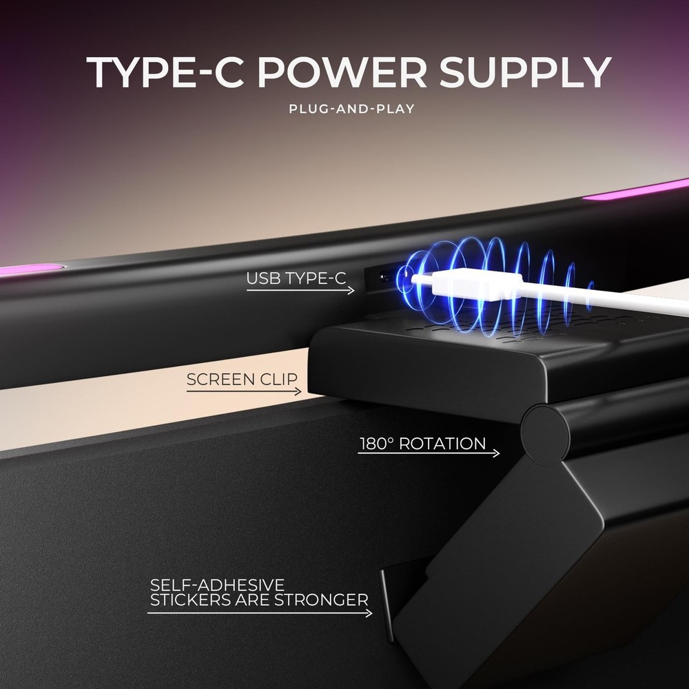 Monitor Light Bar Curved, RGB Backlight, Computer Screen Lamp for Eye Care, D...