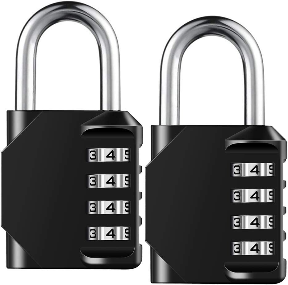 Combination Lock Resettable 4 Digit Padlock with Combination 2 Pack