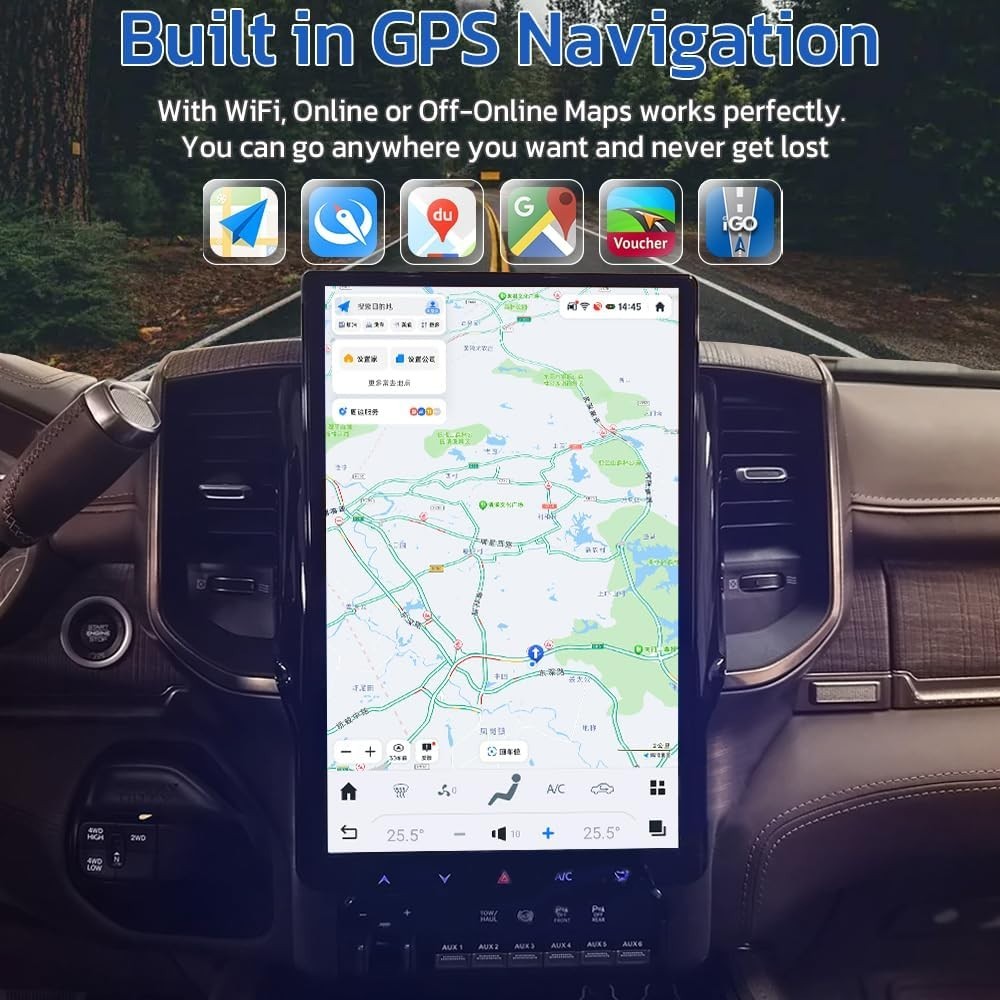 14.4" For Dodge Ram 2019-2022 Android 13 Tesla Smart Radio Screen GPS Car Stereo