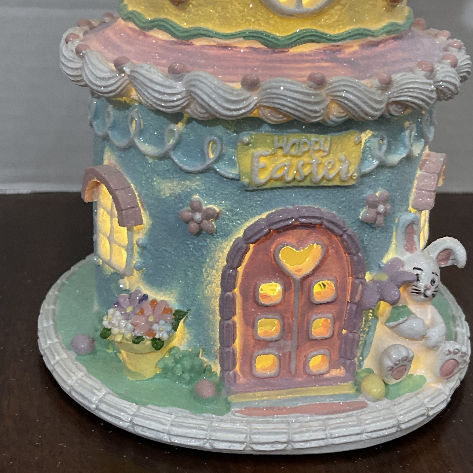 Easter Cake Cupcake Gingerbread House Bunny Carrot LIGHT UP Tabletop Decor 10.5"