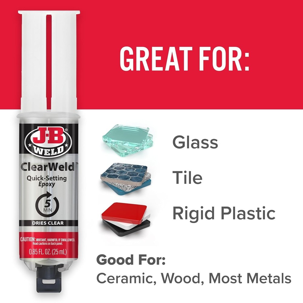 Strong 25ml ClearWeld Epoxy - Quick Setting Two-Part Syringe for Repairs