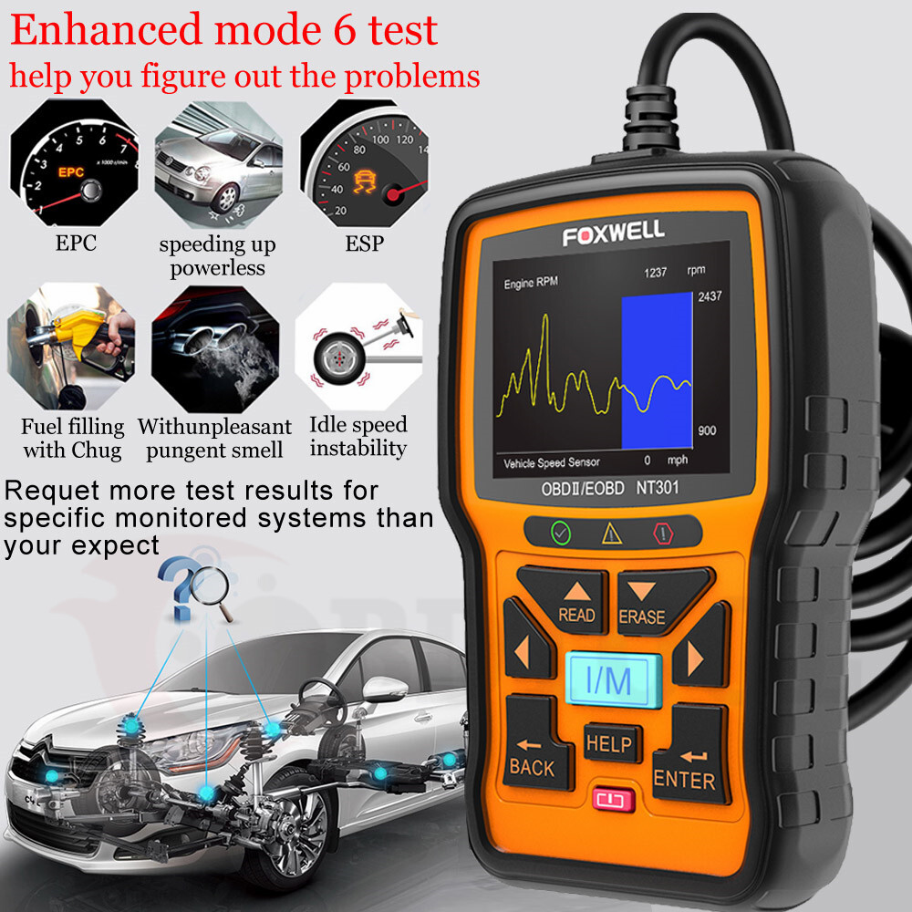 Foxwell NT301 OBD2 Automotive Scanner Diagnostic Tool Check Engine Code Reader