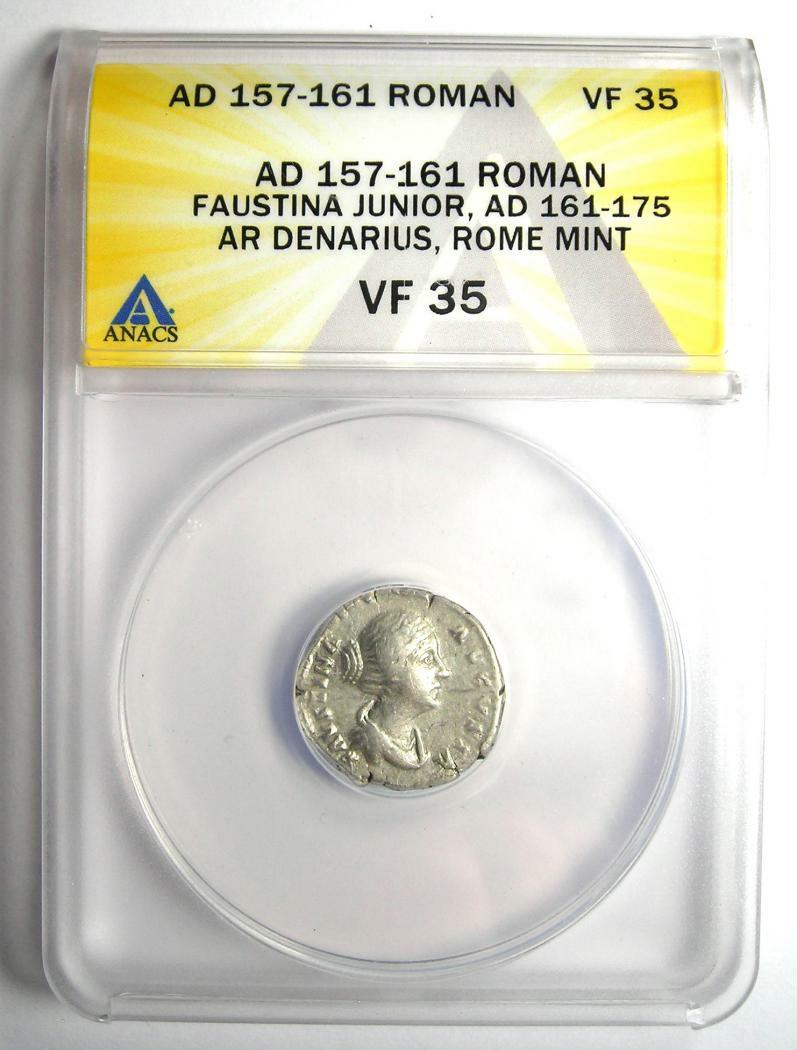 Faustina Junior AR Denarius Silver Coin 157-161 AD - Certified ANACS VF35