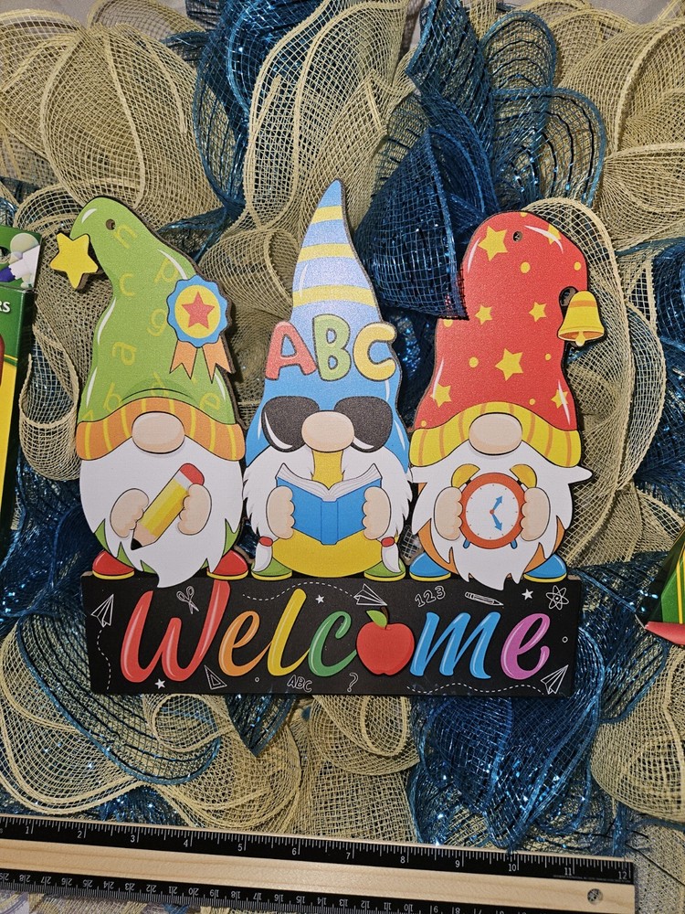 Gnome Welcome School Wreath