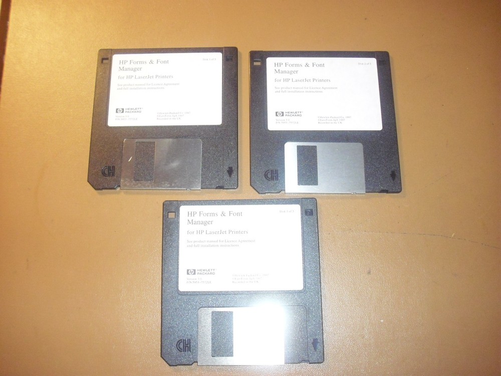 HP Laserjet Forms & Font Manager Software on 3.5" Disks, 1997 for MS Windows OS