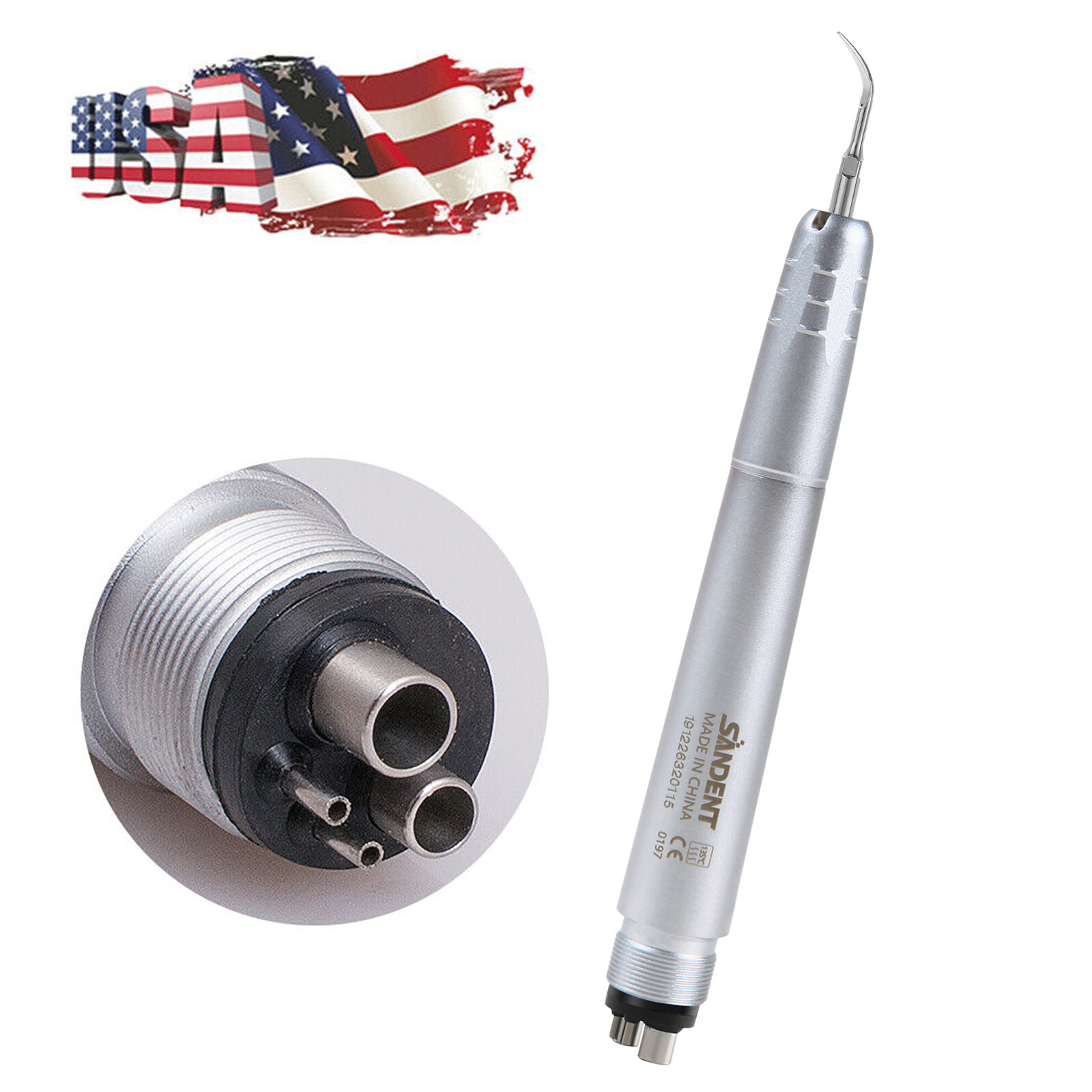 USA Dental Ultrasonic Air Perio Scaler Handpiece Hygienist 2 & 4-Holes 3 Tips CE