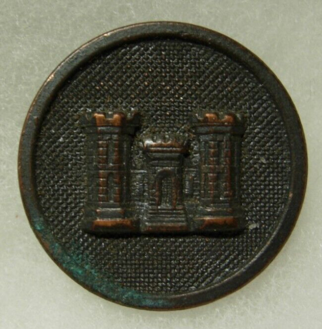 WW1 US Army Engineer Corps Enlisted Collar Disk - Odd Small Castle Variation  SB