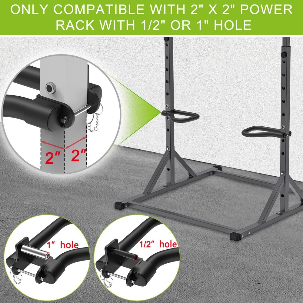 SELEWARE Solid Dip Bar Attachment for 2" x 2" Power Cage Squat Rack Set of 2 Mul