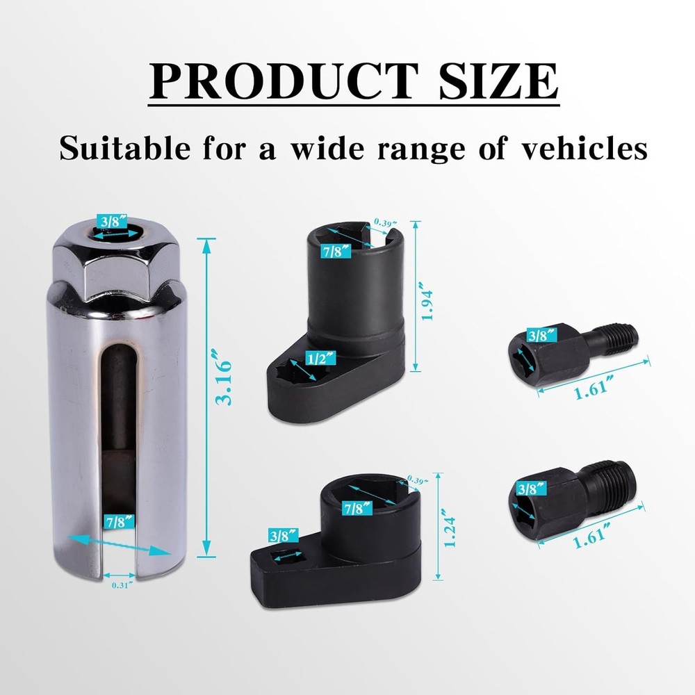 5-Piece Forged O2 Oxygen Sensor Socket & Thread Chaser Set – Automotive Tool...