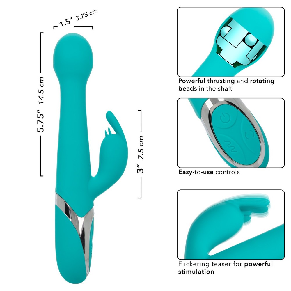 CalExotics Enchanted Oscillate Vibrator Rabbit Vibrator Turquoise Blue