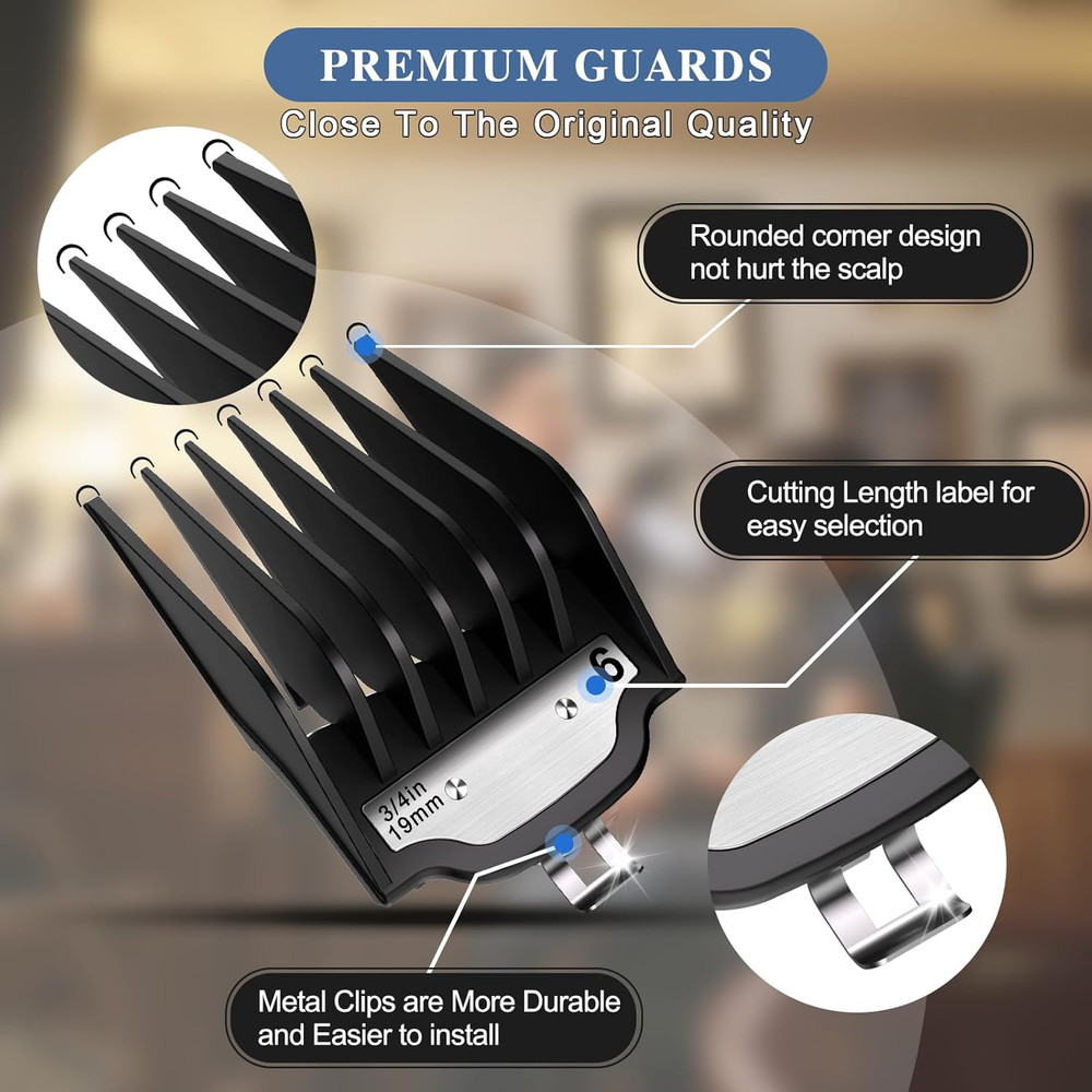 Compatible with Wahl Clipper Guards Set 10 Pack 1 Pack, Black