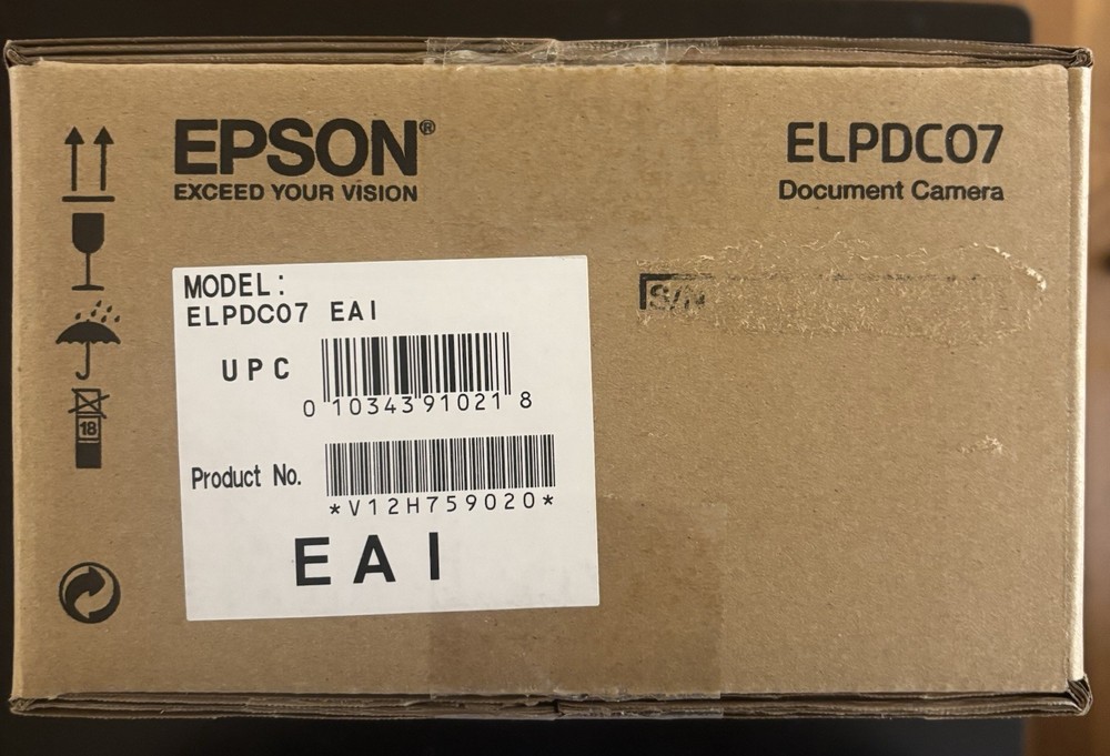 Epson ELPDC07 Document Camera – Brand New Sealed – USB Visual Presenter