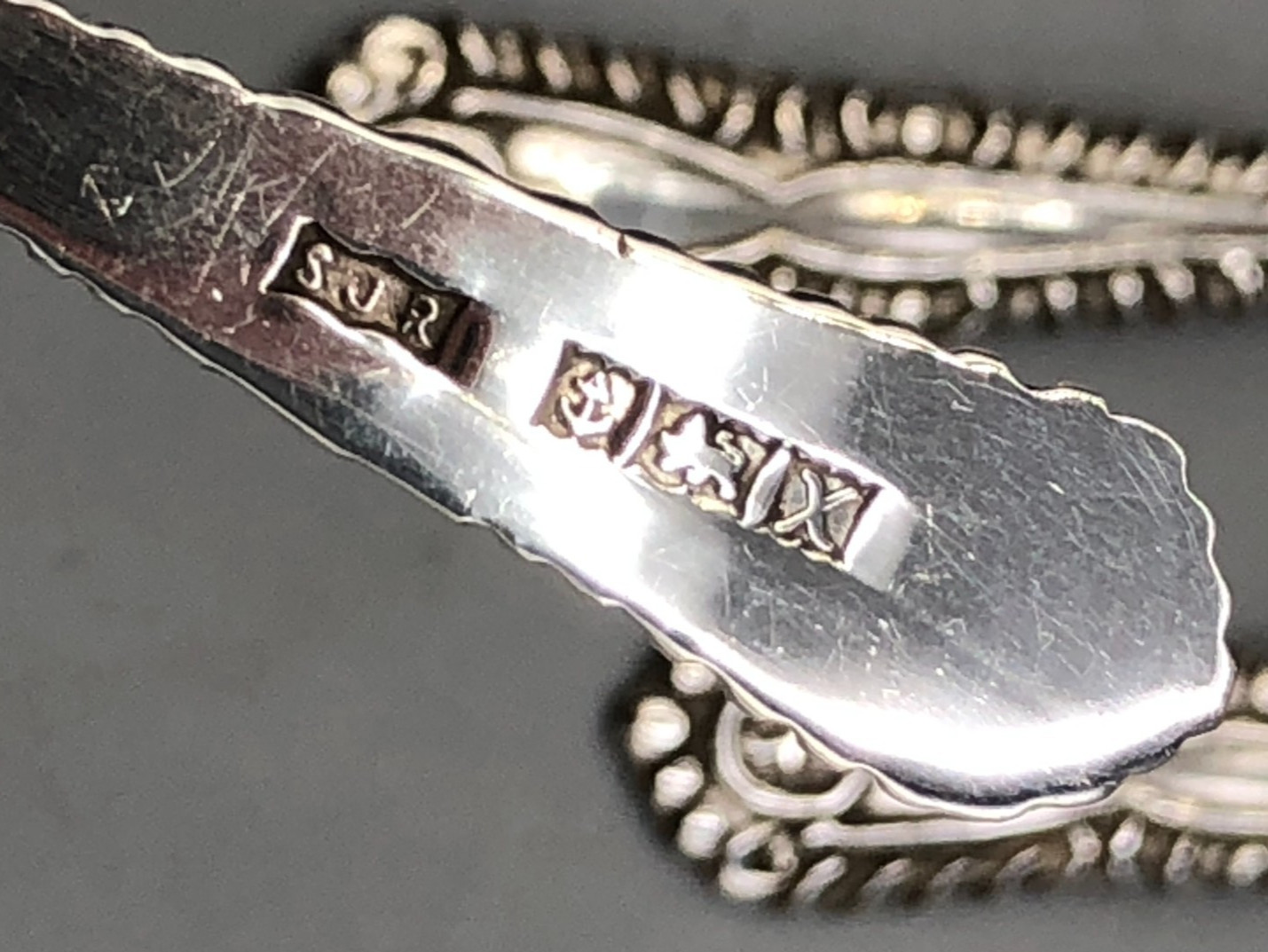 Set of 7 vintage Sterling Silver Salt Spoons 2.25" with English hallmarks