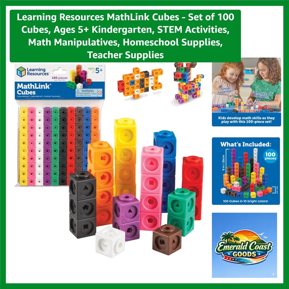 Engaging MathLink Cubes - 100 Stackable Colorful Cubes for Hands-On Learning 5+