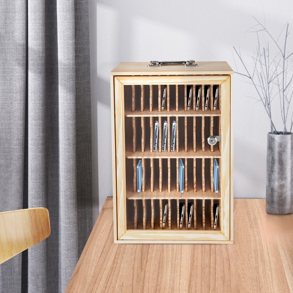 Cell Phone Storage Cabinet with 48 Slots, Lockable & Wall-Mountable