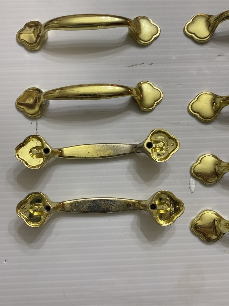 12 Vintage Brass Cabinet Door Drawer Handles Pulls Knobs Architectural Salvage