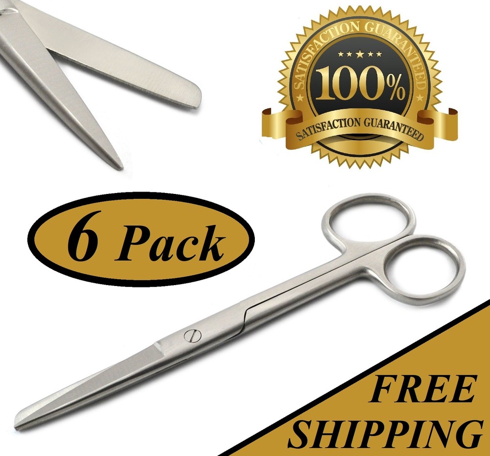 6 OPERATING SCISSORS 4.5" STRAIGHT TIP SHARP BLUNT SURGICAL INSTRUMENTS