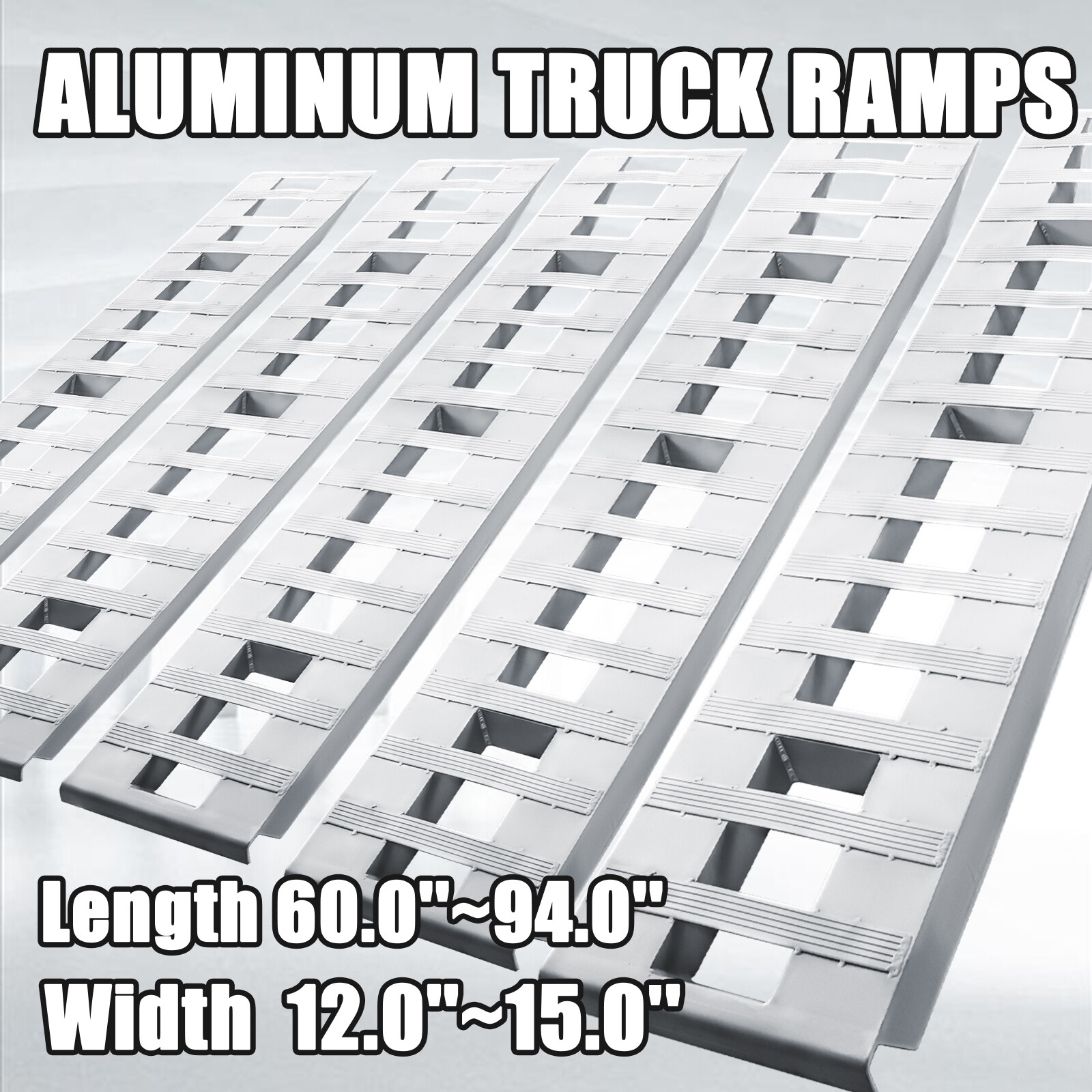60/72/84/94''Aluminum Ramps 6000Lbs Truck Car Auto Trailer Ramps Hook end