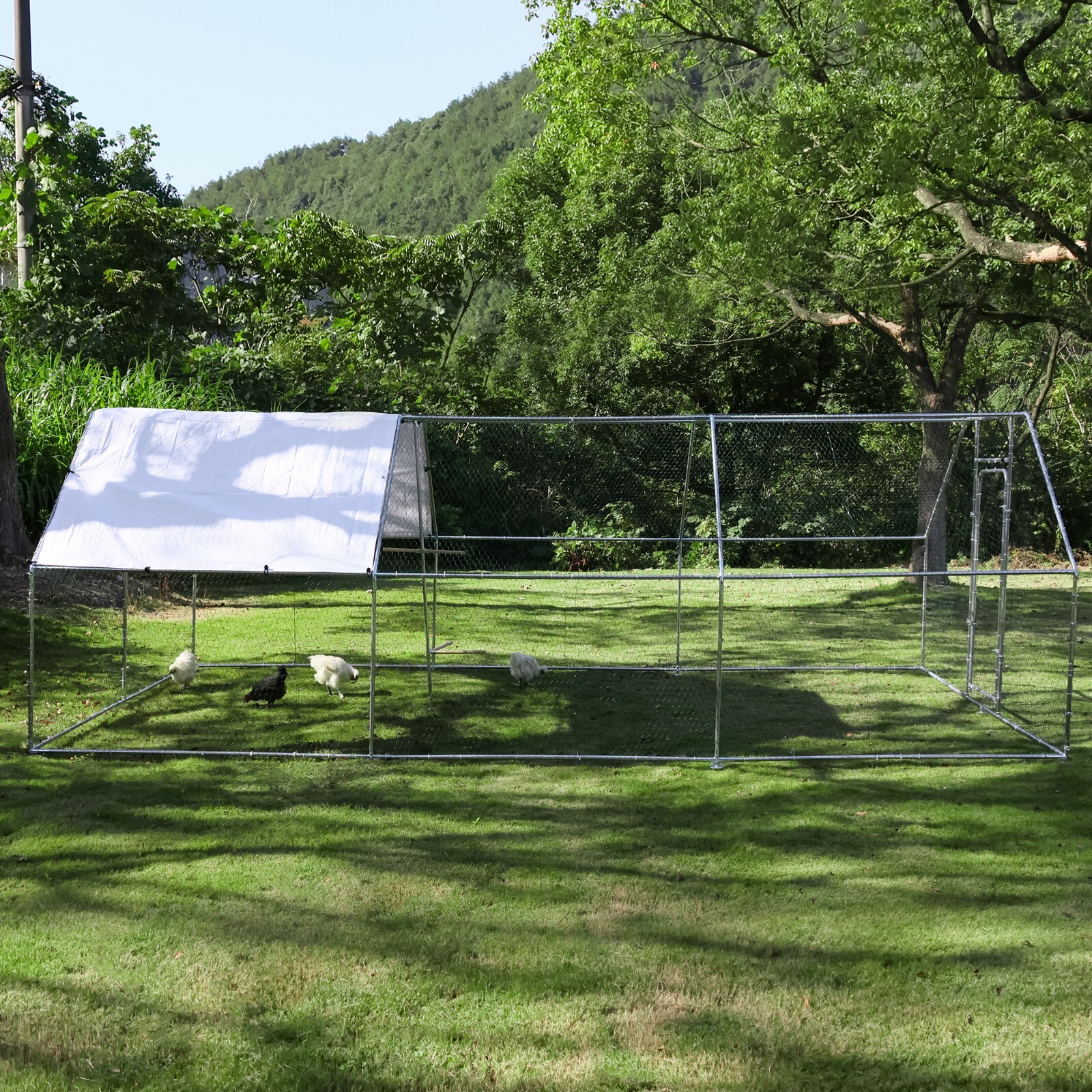 Walnest 20ft x 10ft x 6.5ft Large Metal Walk-in Chicken Coop Run Cage Hen House