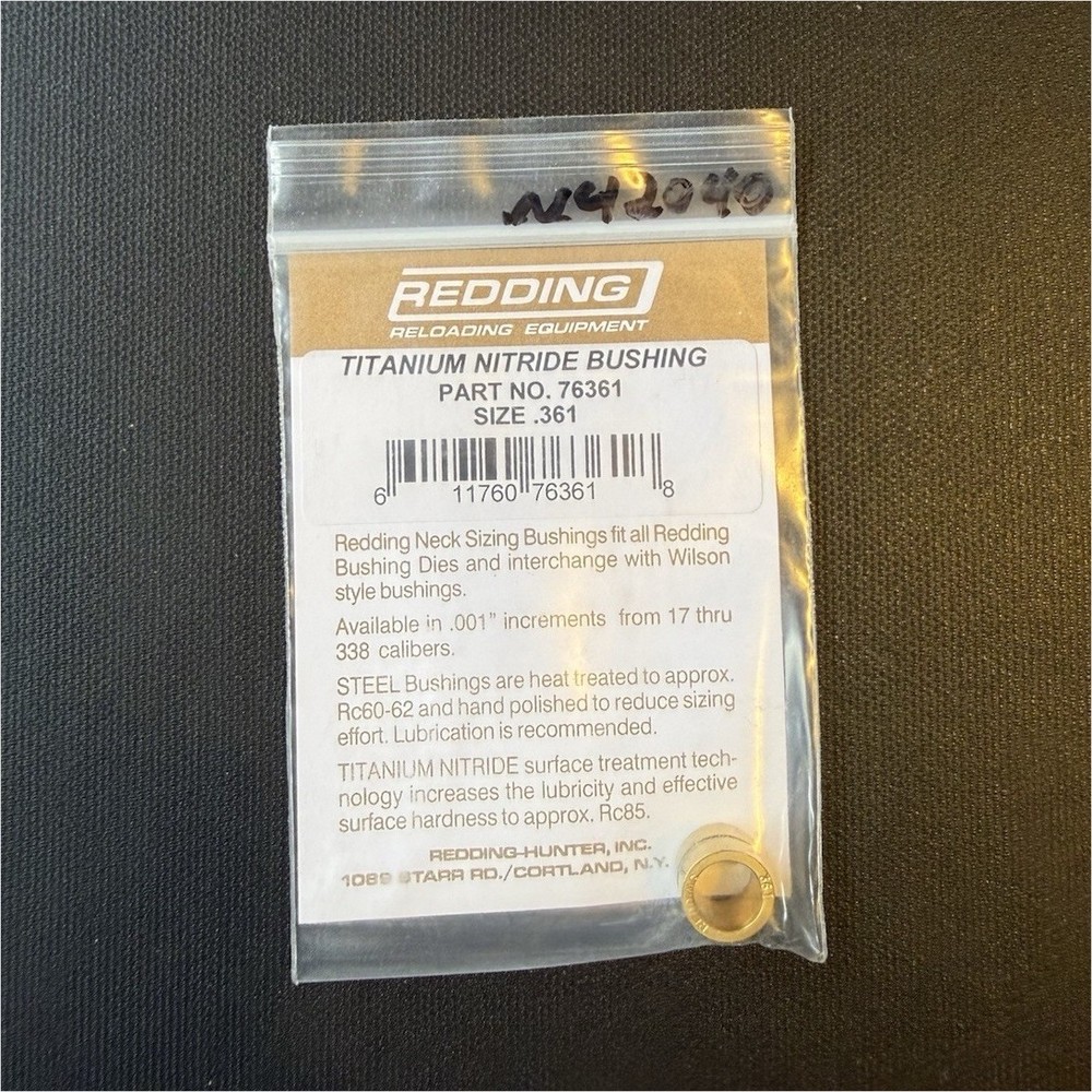 Redding Reloading Titanium Nitride Bushing Reloading Die Bushing .361 Rifle