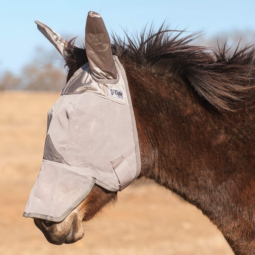 Crusader Mule Fly Mask, Long Nose with Ears (Grey, Mule Draft)