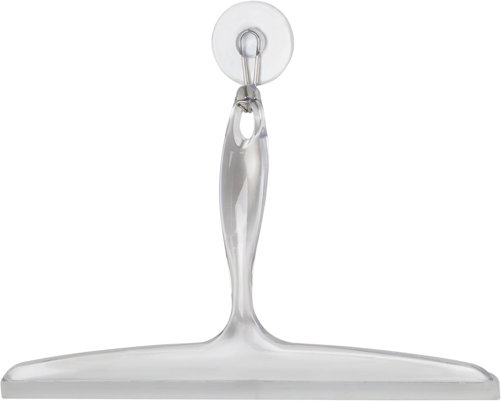 Plastic Bath Squeegee for Glass with Suction Hook Holder – 12", Clear